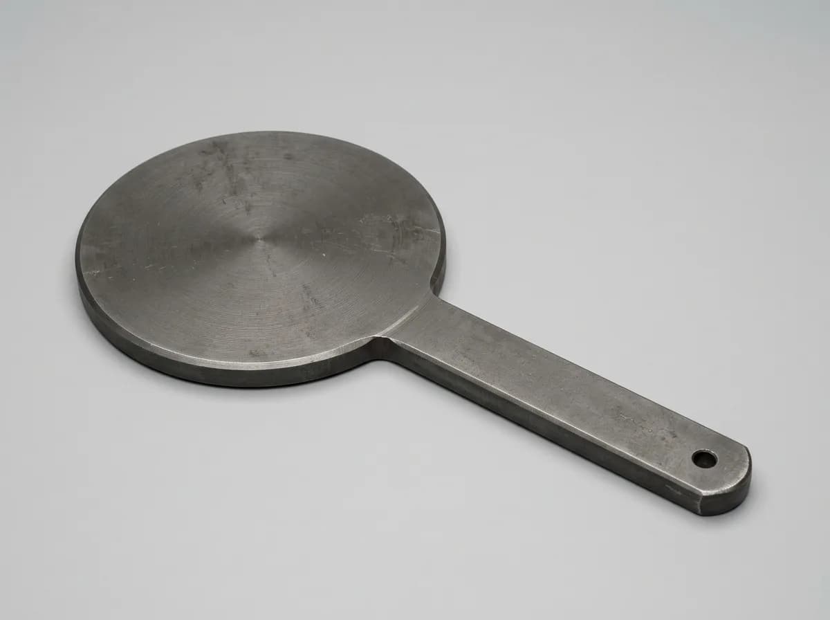 Illustration of a carbon-steel paddle blind, on a light grey background